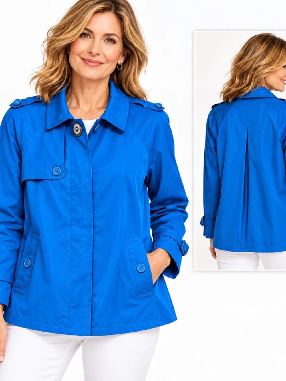 Charter Club Blue Windbreaker Rain Jacket Womens M Retro Gorpcore Preppy
